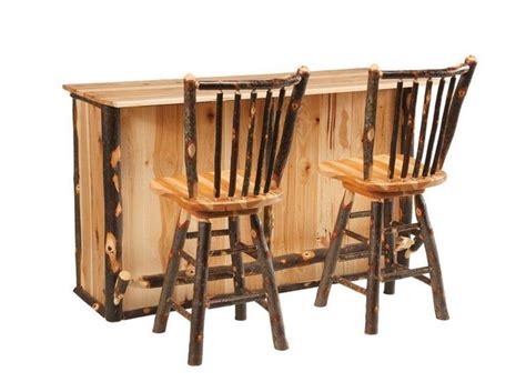 Amish Rustic Cabin Hickory Bar Amish Bars 10624 Hickory Bar Stools Rustic Cabin Swivel Bar