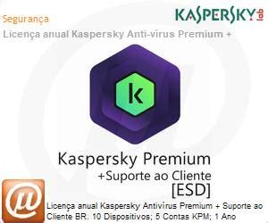 Kaspersky KL1047KDKFR BR Licença anual Kaspersky Antivírus Premium