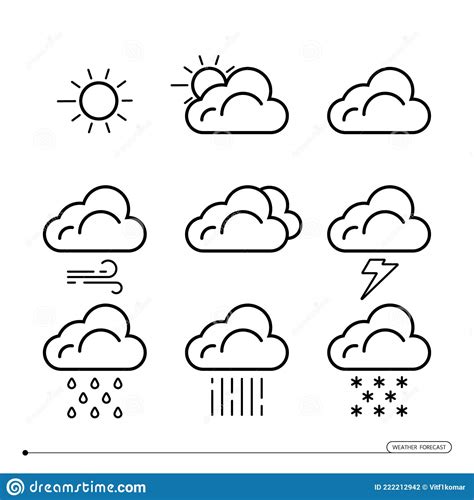 Conjunto De Iconos De Previsión Meteorológica Los Iconos Lineales