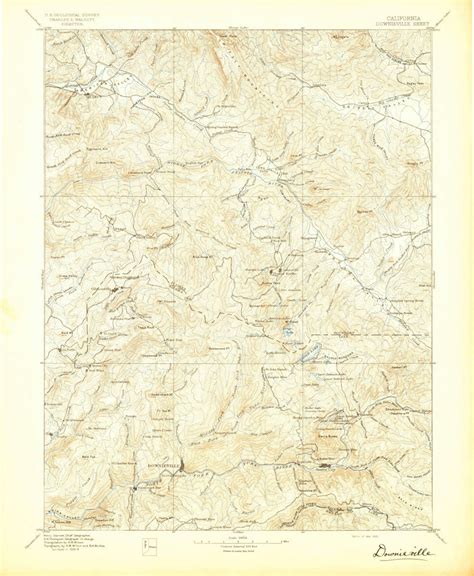 Downieville, CA USGS Topographic Map 1895 - Etsy