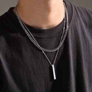 Vnox Layered D Vertical Bar Necklaces For Men Stainless Steel