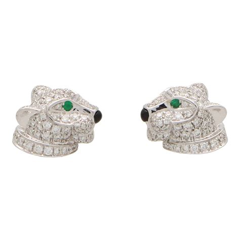 Vintage Cartier Diamond Panther Head Stud Earrings at Susannah Lovis ...