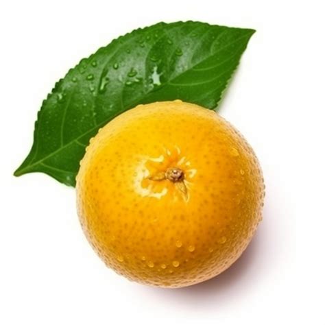 Premium Ai Image Orange With A Green Leaf On A White Background