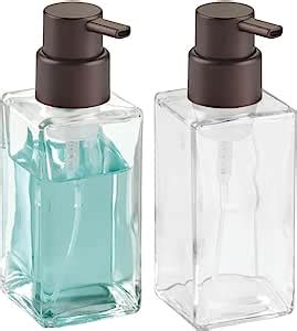 MDesign Modern Square Glass Refillable Foaming Hand Soap Dispenser Pump