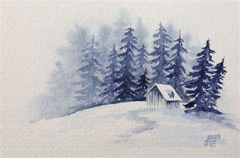 Aquarell Winterlandschaft Landschaft Handgemalt Von Annamoonart Auf