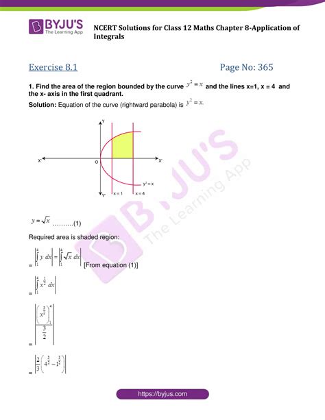 NCERT Solutions For Class 12 Maths Chapter 8 Application Of Integrals