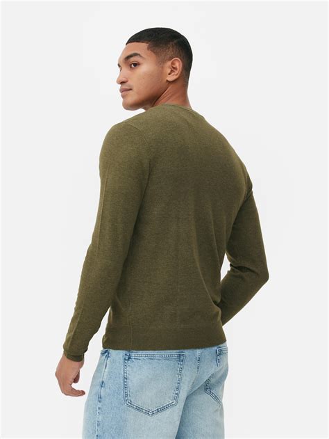 Maglione Girocollo A Maglia Fine Verde Uomo Primark