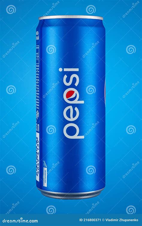 Moscow Russia April Pepsi Classic In Blue Aluminum Can On