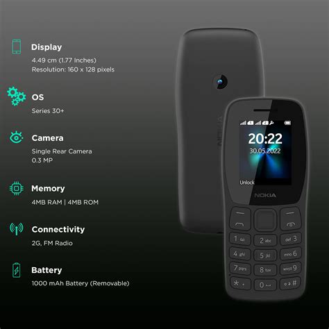 Buy Nokia 110 (4MB, Dual SIM, Rear Camera, Charcoal) Online - Croma