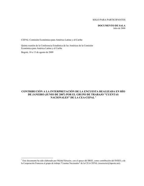 Contribución a la interpretación de la encuesta realizada en Río de