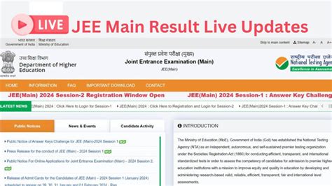 Jee Main Result Live Release Time Final Key Out Scorecard Link