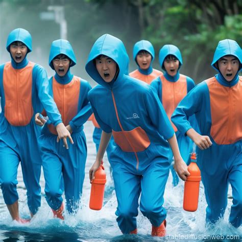 The Water Hunters In Squid Game Outfits Stable Diffusion Online