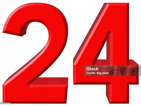 Angka 24 Dua Puluh Empat Terisolasi Pada Latar Belakang Putih Render 3d