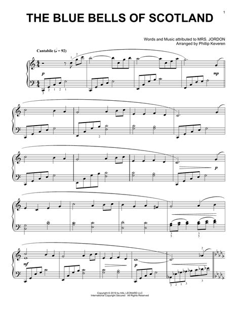 Mrs Jordon The Blue Bells Of Scotland Arr Phillip Keveren Sheet