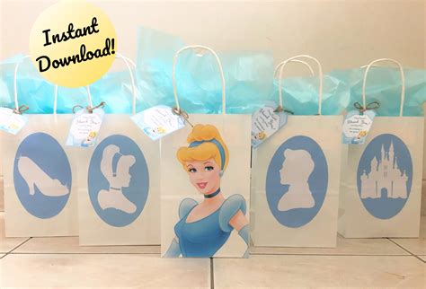 Printable Cinderella Diy Party Favour Bags Pdf File Cinderella