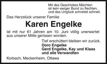 Traueranzeigen Von Karen Engelke Trauer Anzeigen De