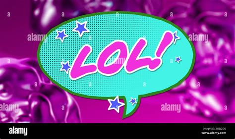 Image Of Lol Text In Pink Letters In Retro Speech Bubble Over Glowing