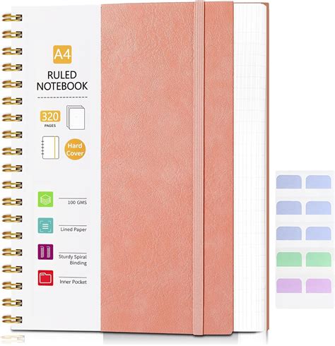 Cuaderno espiral de tapa dura diario rayado con 320 páginas diario