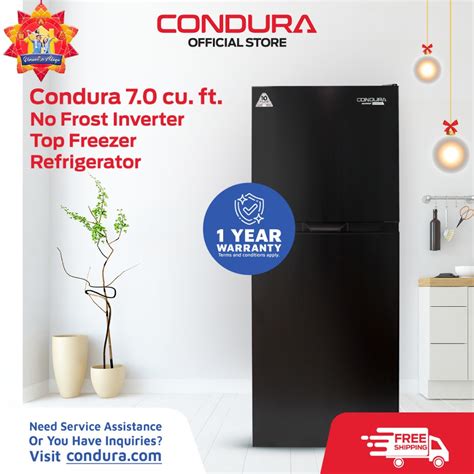 Condura No Frost Inverter 70 Cu Ft Top Freezer Refrigerator Dark