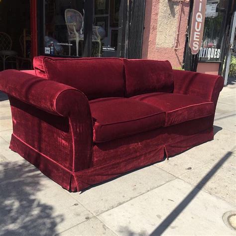 SOLD | Slipping Into | Pair of Custom Made Deep Red Velvet Sofas — Casa Victoria - Vintage ...