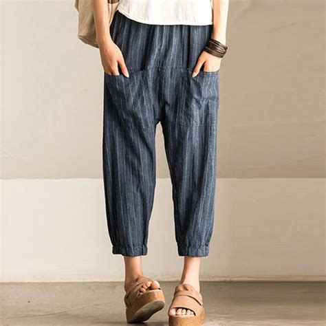 Plus Size 5xl Cotton Linen Harem Pant 2019 New Summer High Elastic