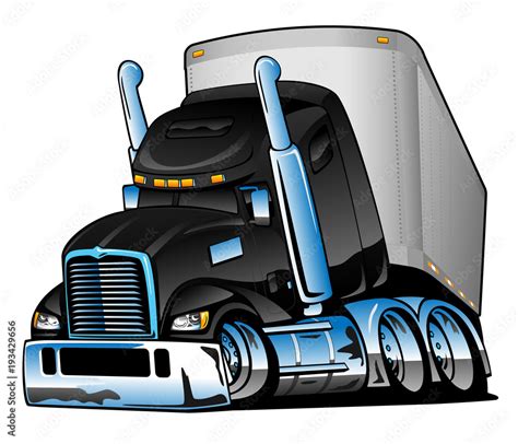 Semi-truck with Trailer Big Rig Cartoon Isolated Vector Illustration ...