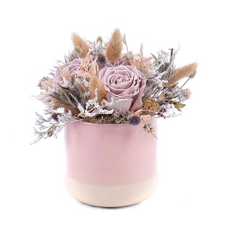 Preparované kvety In eterno keramický box tri ruže Monalisa nude