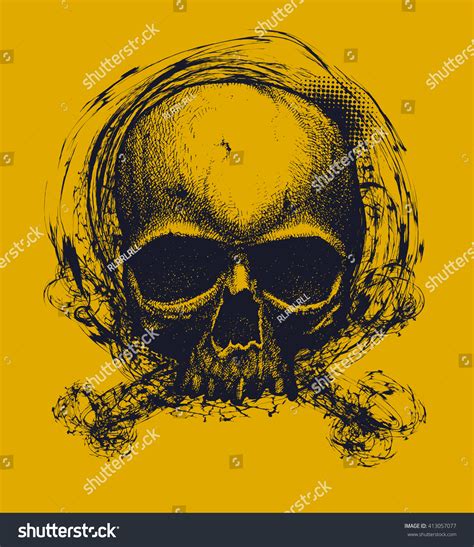 Human Skull Hand Drawn Jpeg Version Stock Illustration 413057077 Shutterstock