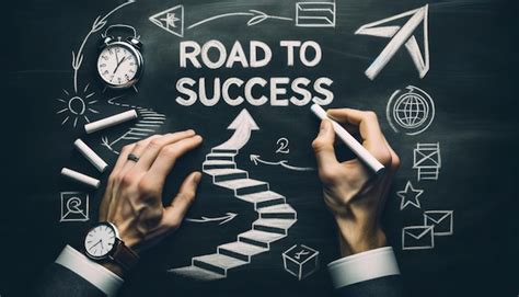 Premium Ai Image A Person Write Road To Success Wording On A Chalkboard