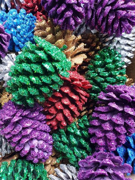 Christmas Pine Cones Christmas Pine Cone Ornament Glitter Pine Etsy Christmas Pine Cones