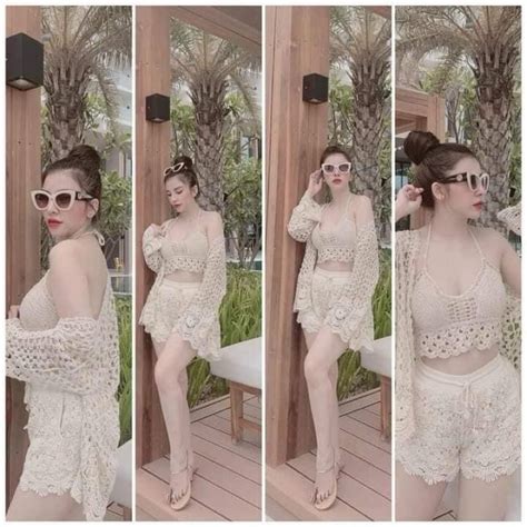 Set bikini ren đi biển món áo bra quần sóc áo choàng Shopee Việt Nam