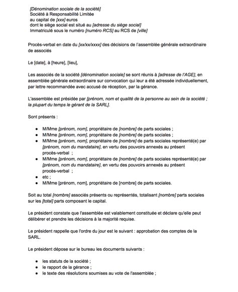 Approbation Des Comptes Sarl Mod Le Pv Gratuit Conseils