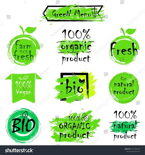 Vegan Icon Set Bio Ecology Organic Stock Vector Royalty Free