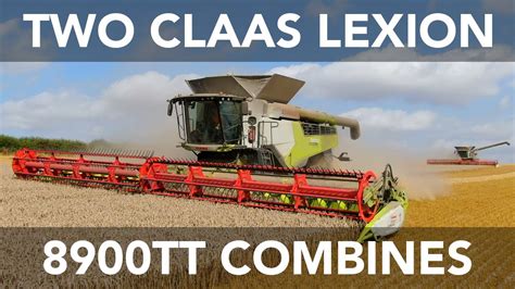 Two Claas Lexion 8900tt Combines Harvesting Wheat 2021 Youtube