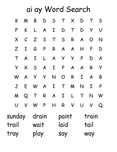 Ai Ay Word Search Wordmint