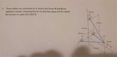 3 Three Cables Are Connected At A Where The Forces Chegg