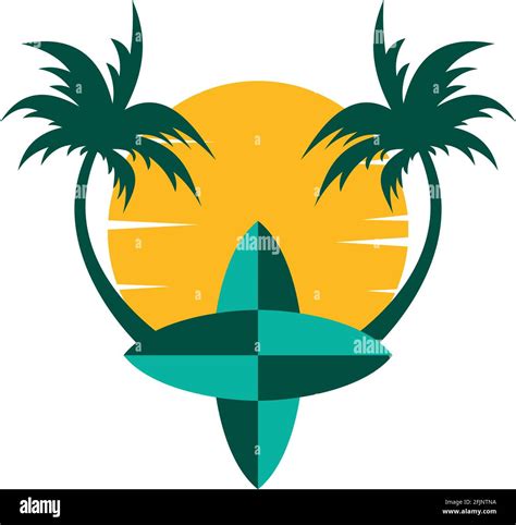 Surf Isla Logotipo Icono Vector Vector Concepto Dise O Gr Fico Imagen