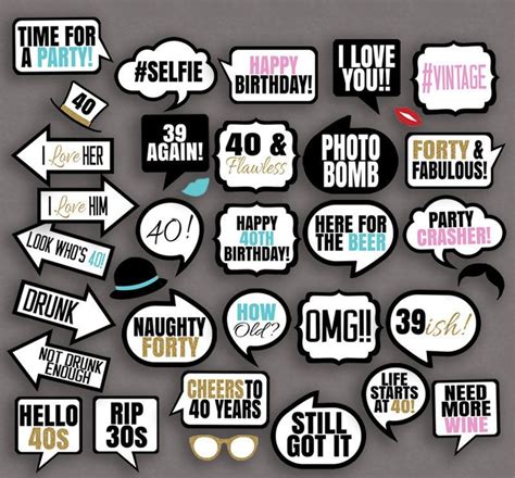 35 X 40th Birthday Photo Booth Prop Printables Birthday Photo Booths