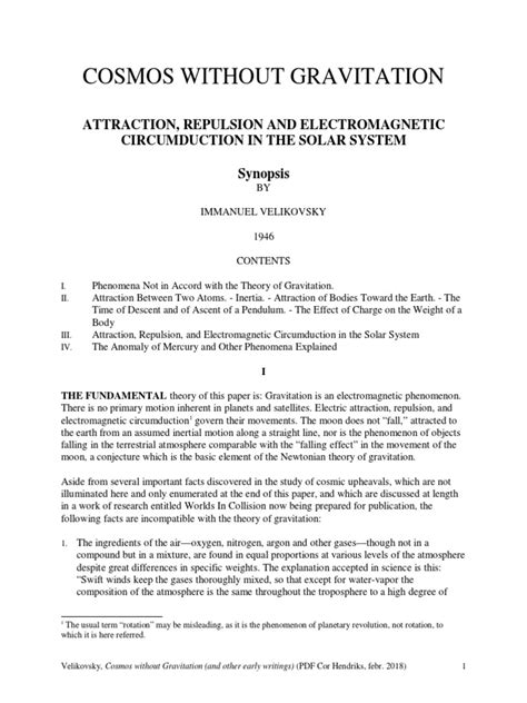 Velikovsky Cosmos Without Gravitation Pdf Orbit Sun