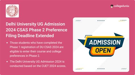 Delhi University Ug Admission 2024 Csas Phase 2 Preference Filing