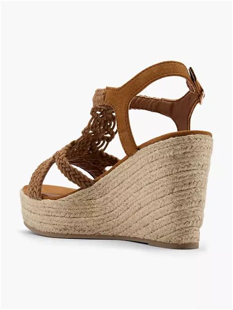 Graceland Brown Woven Strap Wedge Heels In Brown Deichmann