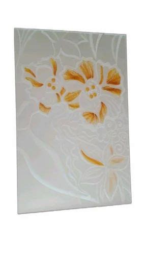 Glossy 8mm Wardrobe Floral Printed Toughened Glass Shape Rectangular