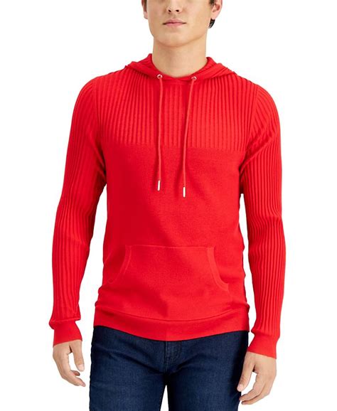 Inc International Concepts Mens Regular Fit Ribbed Hooded Sweater