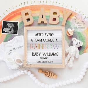 Rainbow Baby Digital Pregnancy Announcement Pregnancy Reveal