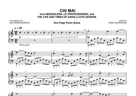 Chi Mai Arr MCC Arrangements By Ennio Morricone Sheet Music For