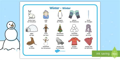 Winter Word Mat English German Teacher Made Twinkl