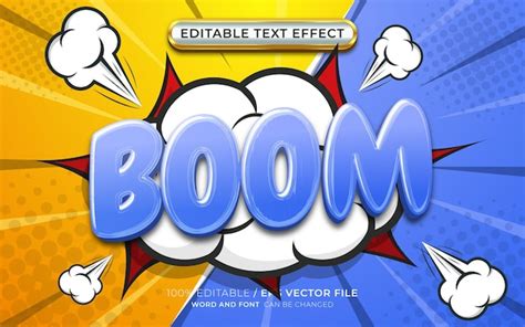 Premium Vector Boom Comic Cartoon Hero D Editable Text Effect