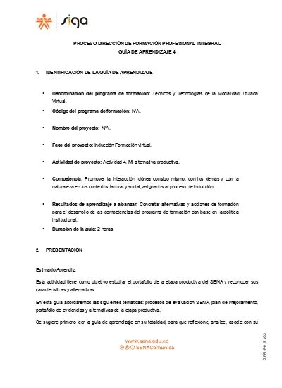 PROCESO DIRECCIÓN DE FORMACIÓN PROFESIONAL INTEGRAL GUÍA DE APRENDIZAJE 4