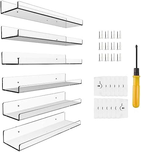 Amazon Hmdivor 6 Pack 15 Clear Acrylic Shelves For Wall Mounted