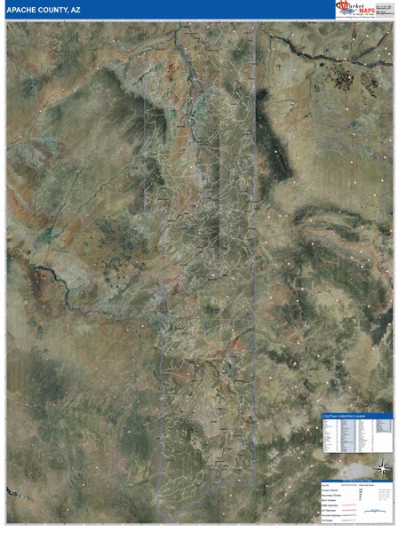 Apache County, AZ Wall Map Satellite Basic Style by MarketMAPS - MapSales